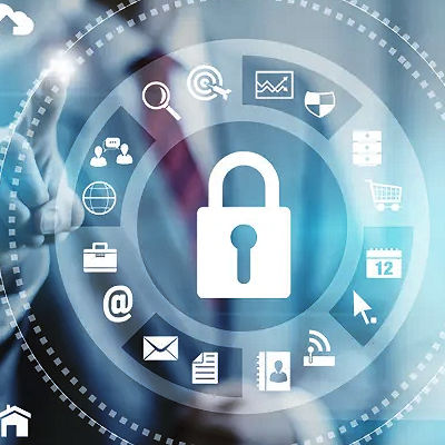 Lock symbol on a digital background