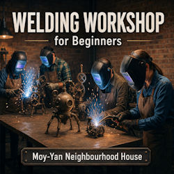 Woman welding with supervision